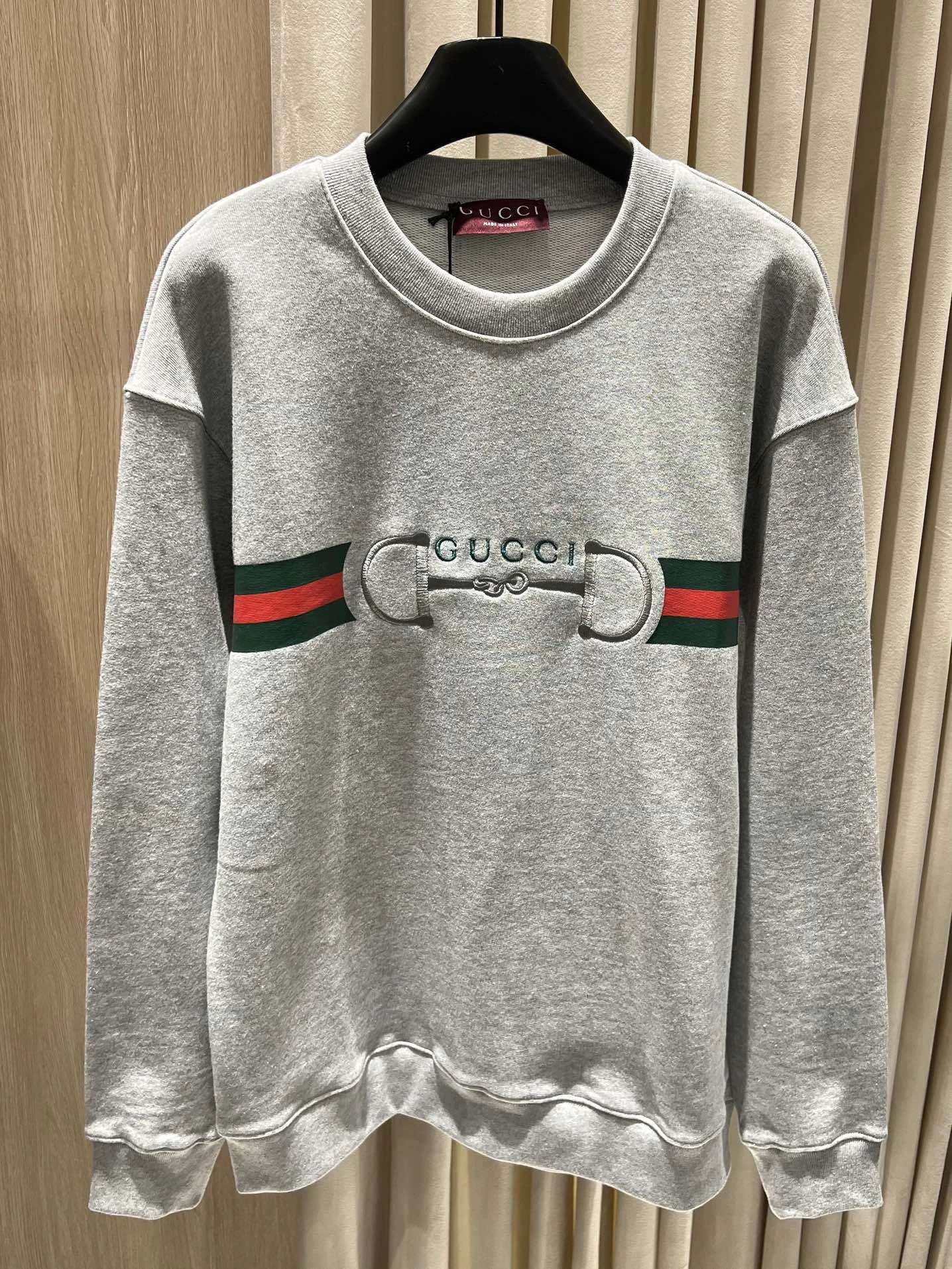 wg.luxury-- 6u33i Grey Sweatshirt with Horsebit Embroidery item:E-F140L1911H